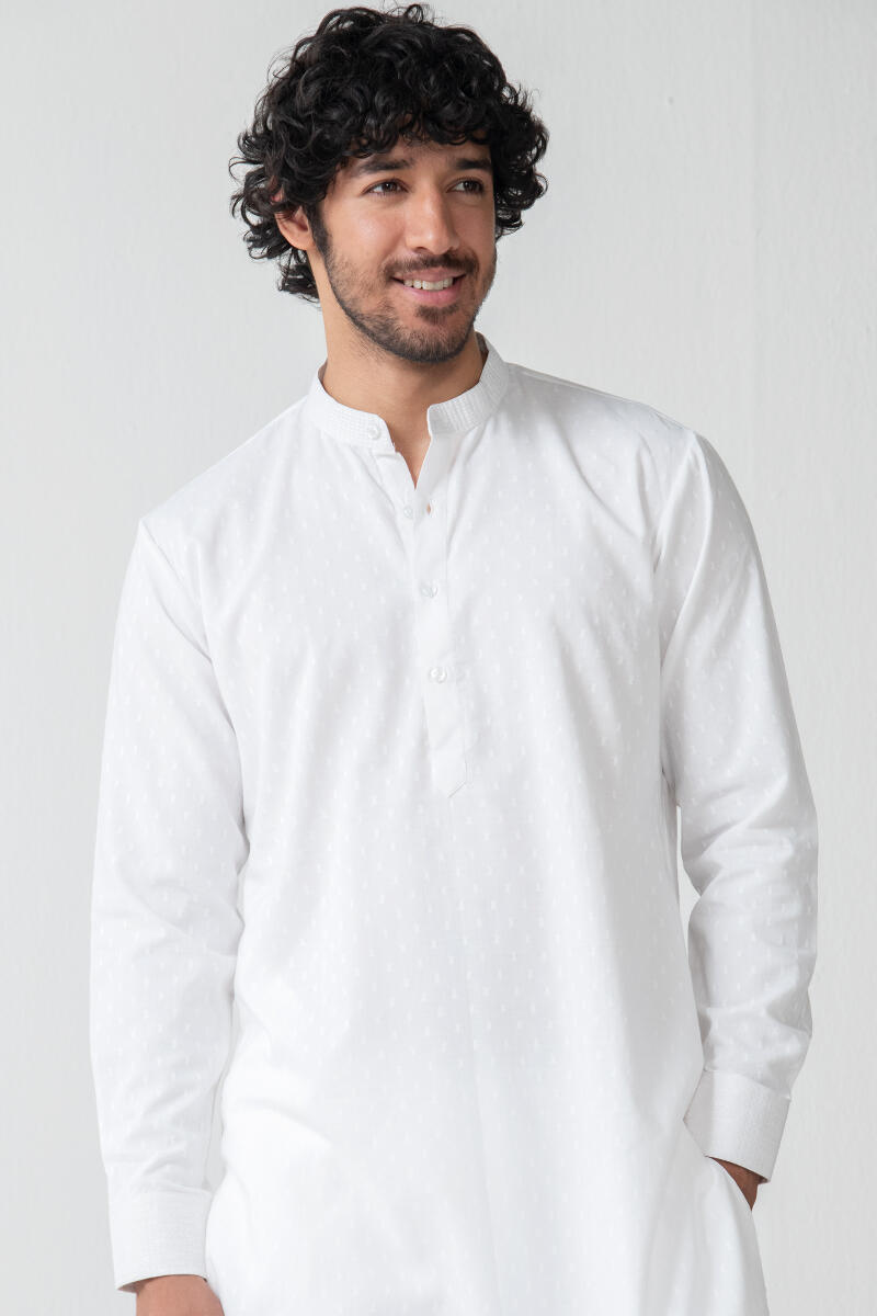 White Handcrafted Cotton Kurta