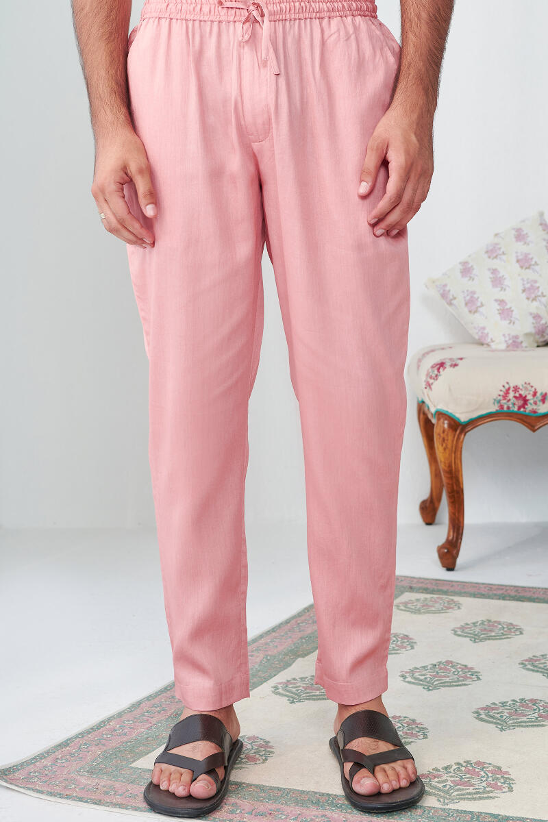 Pink Handcrafted Vegan Silk Pants