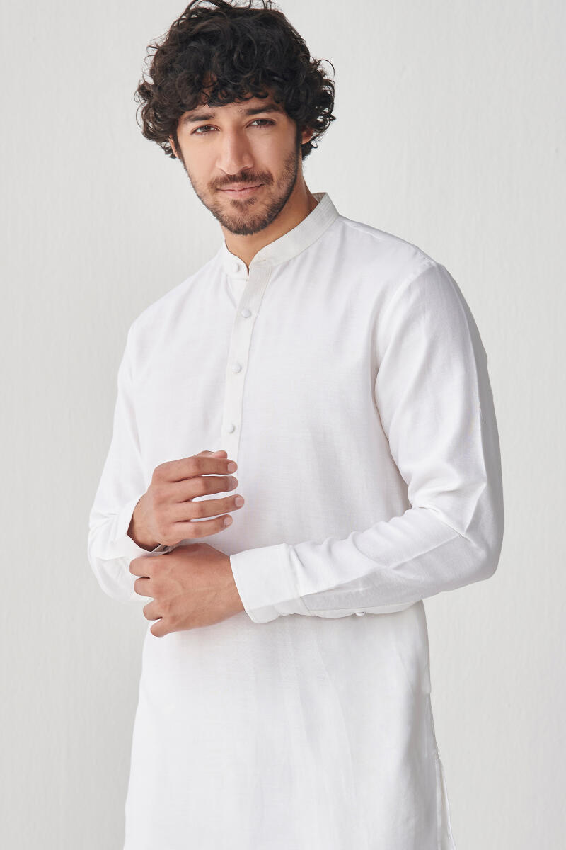 White Handcrafted Chanderi Kurta