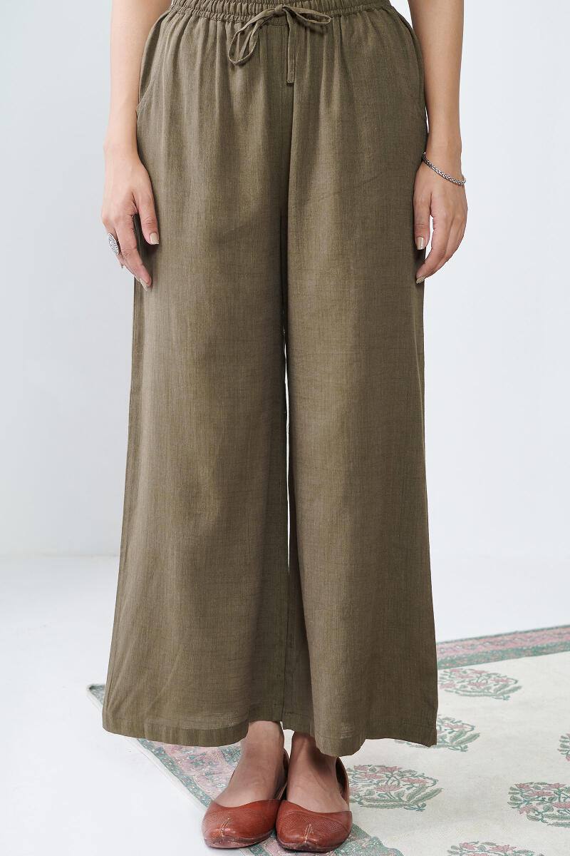 Brown Handcrafted Rayon Slub Farsi Pants