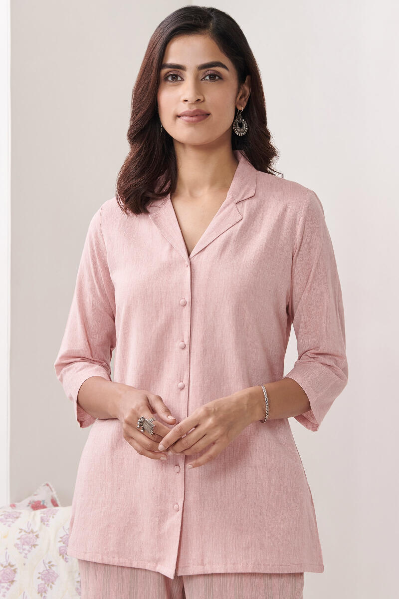 Pink Handcrafted Cotton Loungewear Set