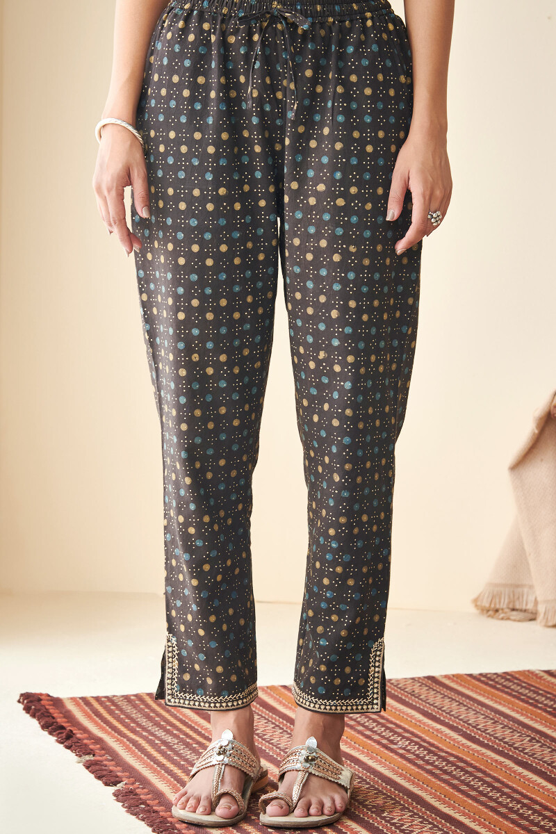 Ajrak Hand Block Printed Cotton Narrow Pants