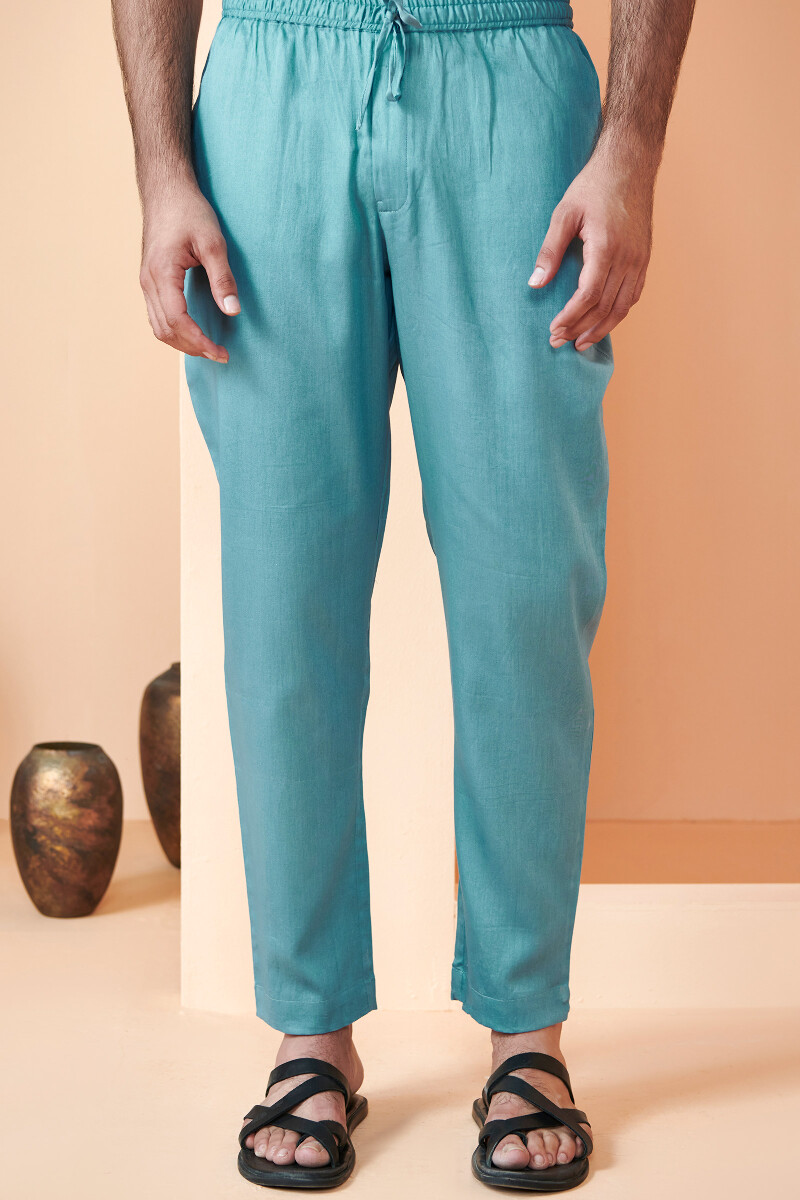 Blue Handcrafted Vegan Silk Pants
