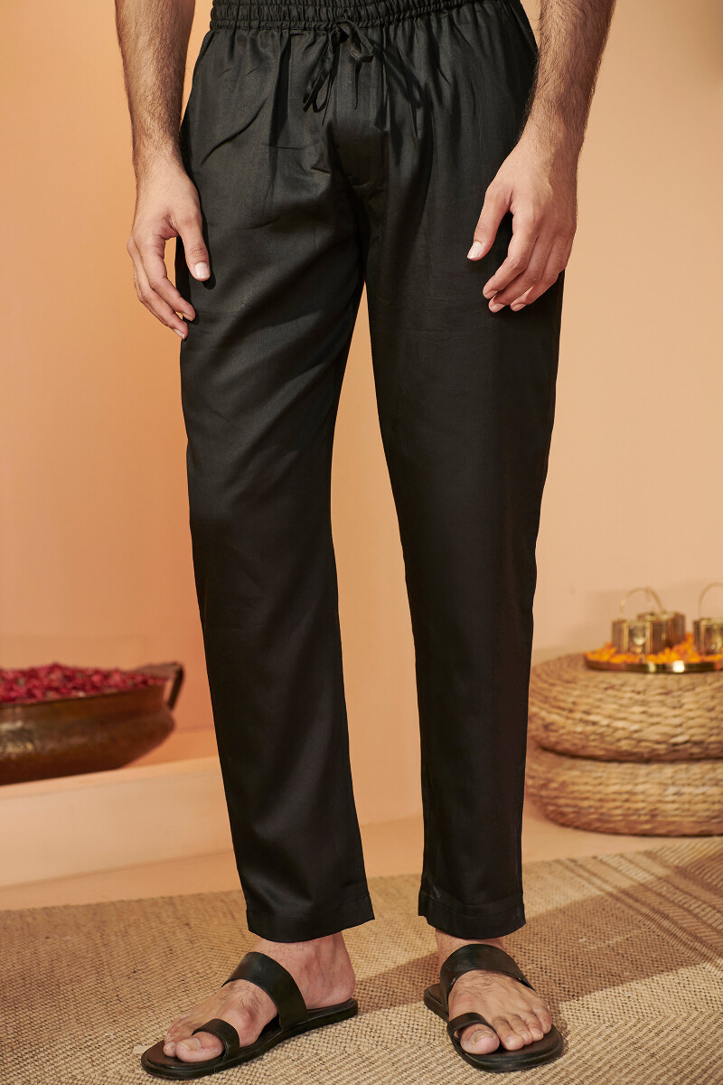 Black Handcrafted Vegan Silk Pants