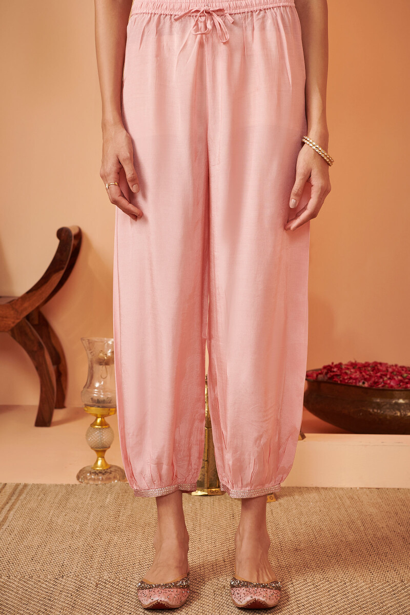 Pink Handcrafted Modal Izhaar Pants