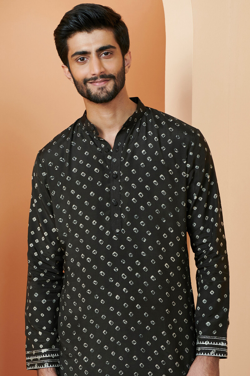 Black Printed Modal Kurta