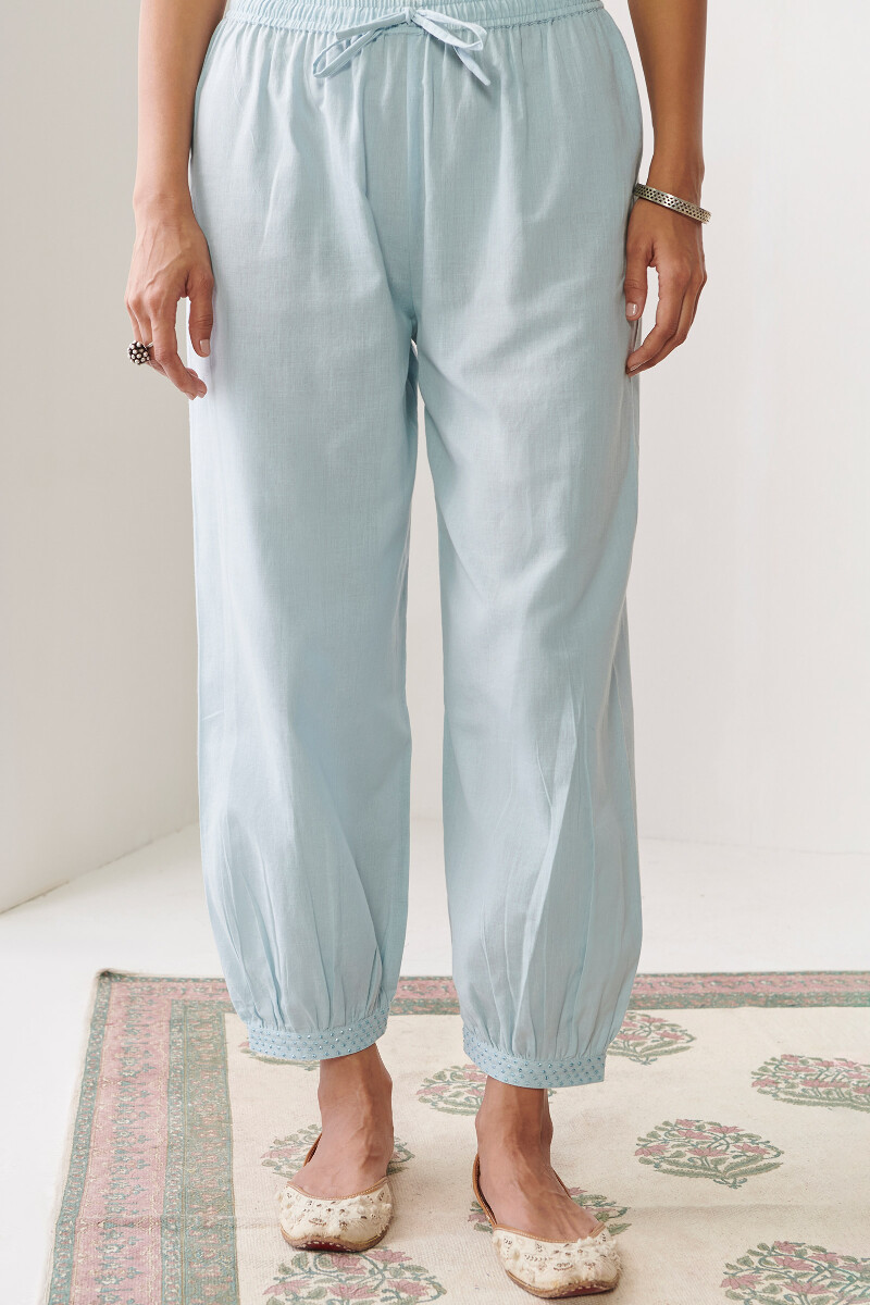 Blue Handcrafted Cotton Izhaar Pants