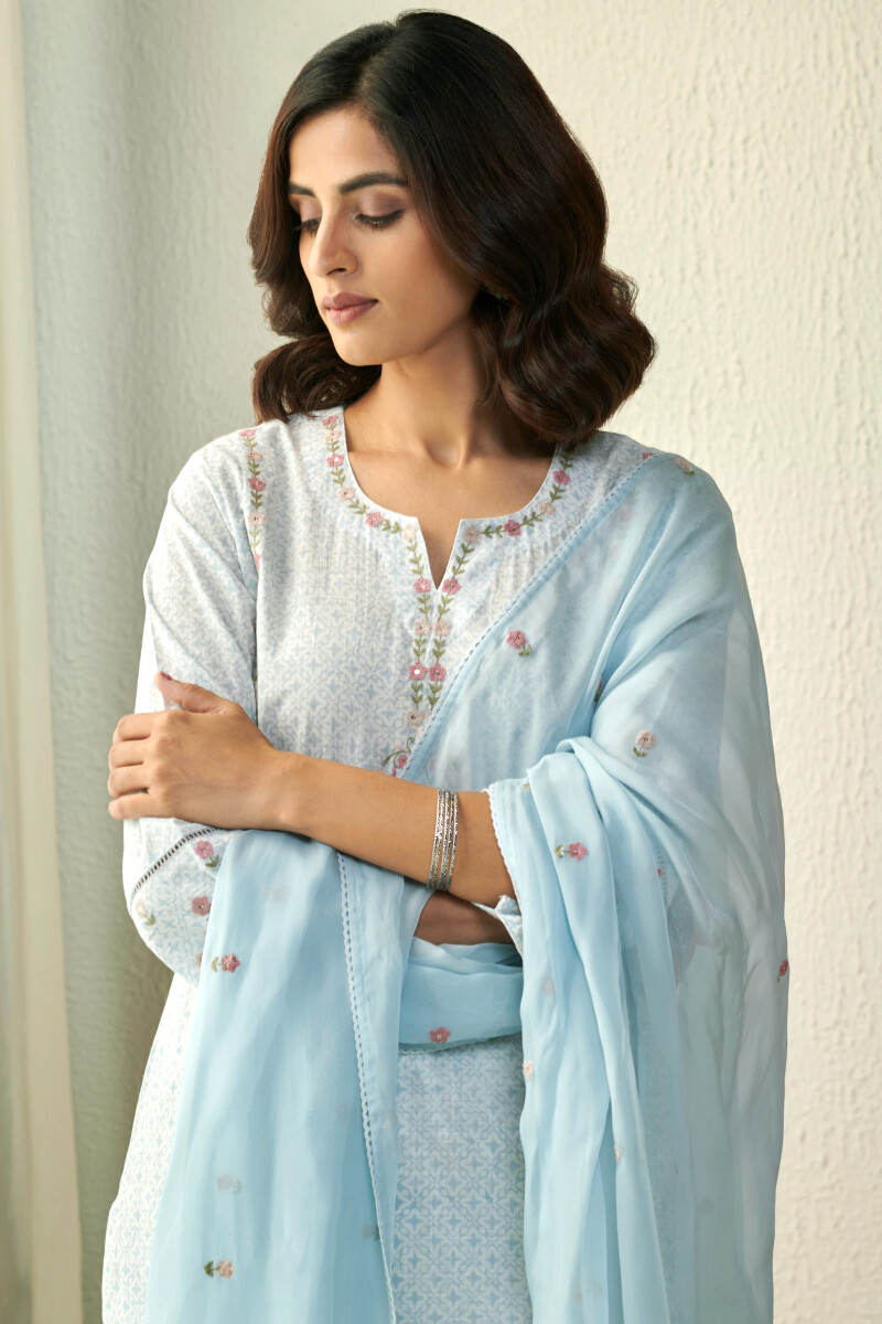 Grey Handcrafted Organza Dupatta