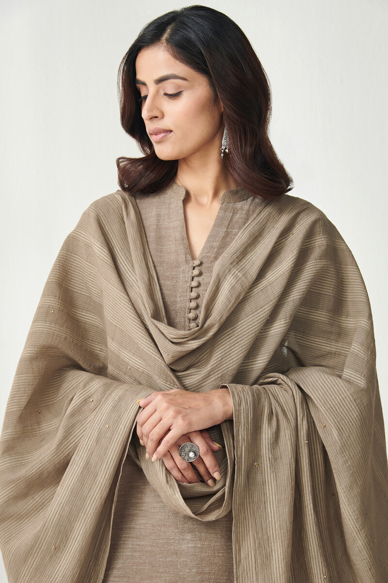 Brown Handcrafted Cotton Dupatta