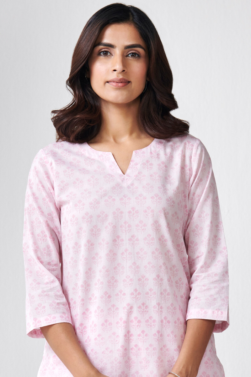 Pink Hand Block Printed Cotton Loungewear Set