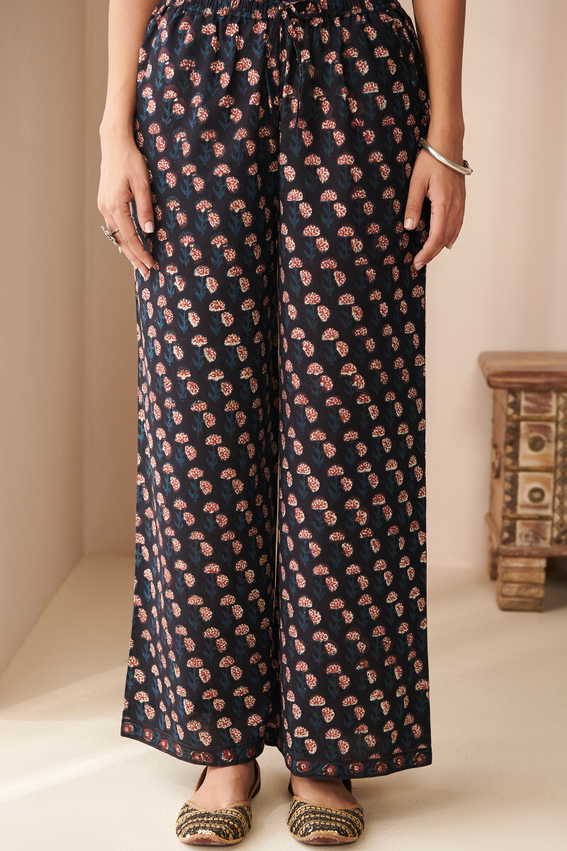 Black Hand Block Printed Cotton Farsi
