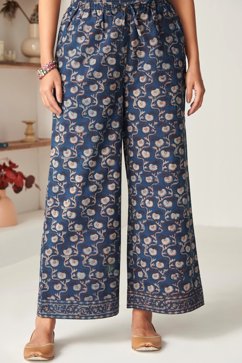 Indigo Hand Block Printed Cotton Farsi