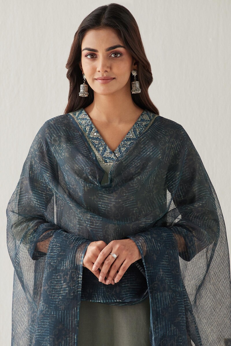 Akola Hand Block Printed Kota Dupatta