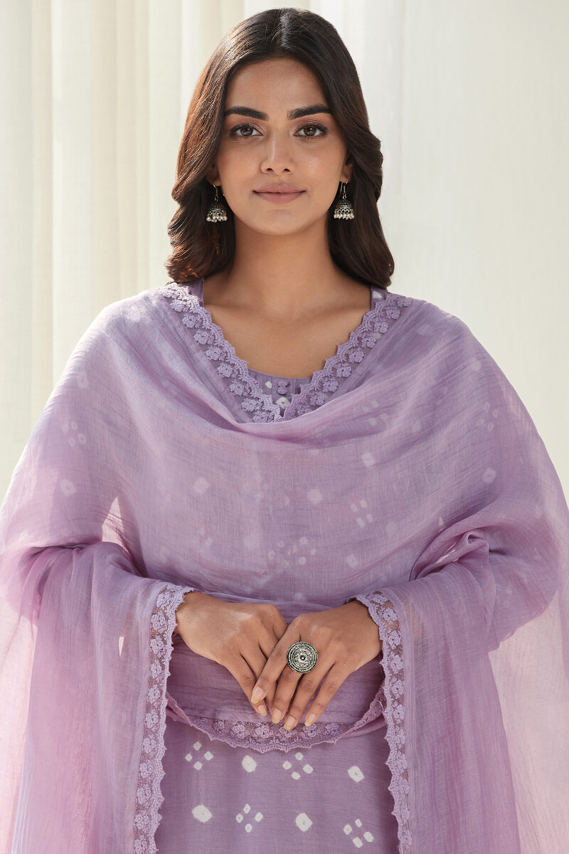 Purple Handcrafted Cotton Silk Dupatta