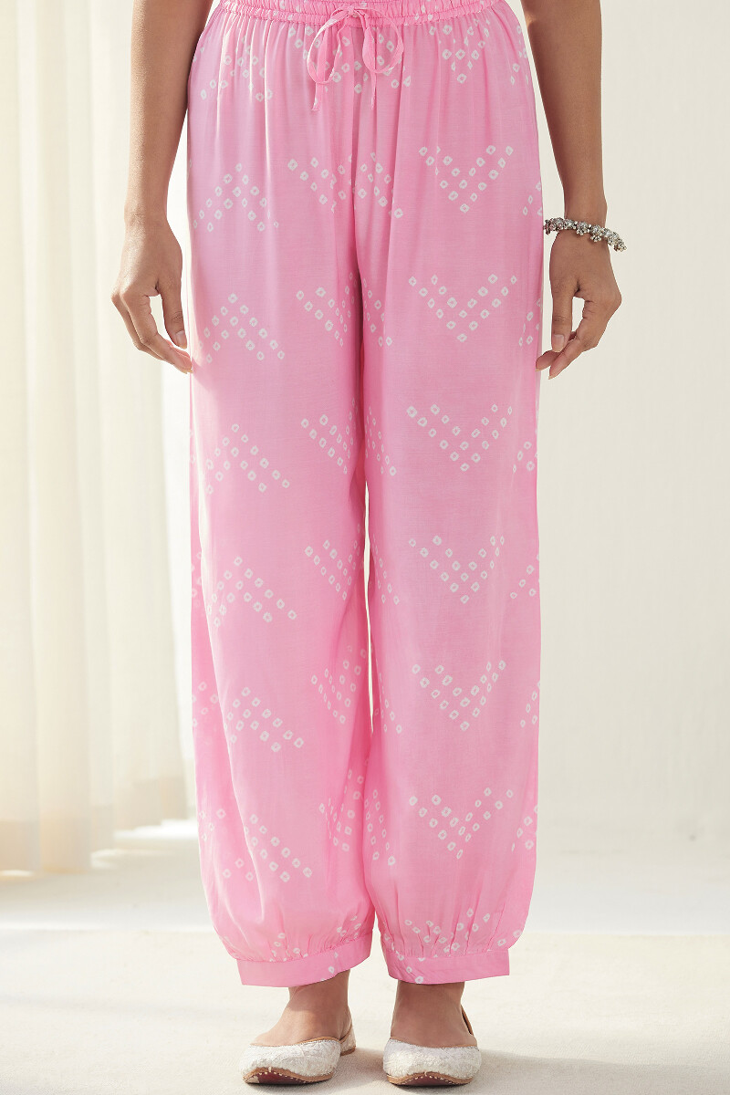 Pink Printed Modal Izhaar Pants