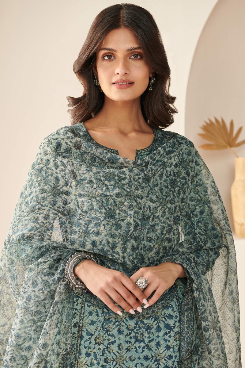 Akola Hand Block Printed Kota Dupatta