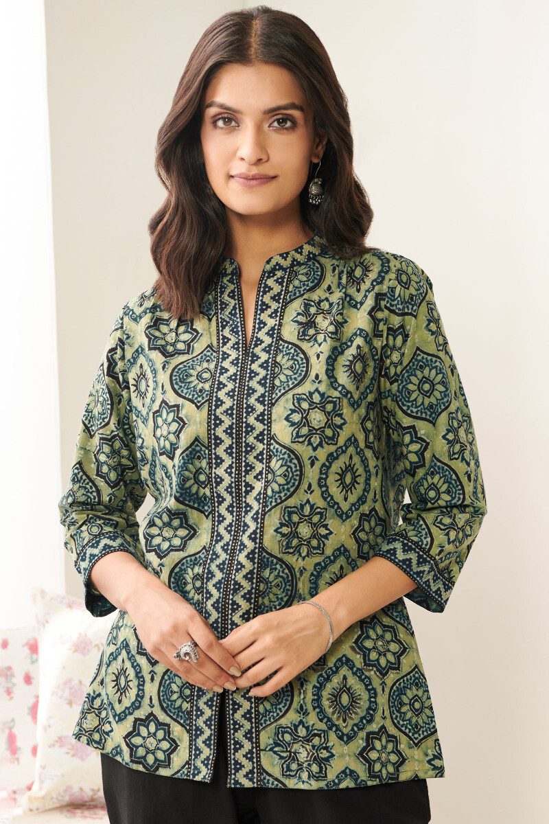 Ajrak Hand Block Printed Cotton Top