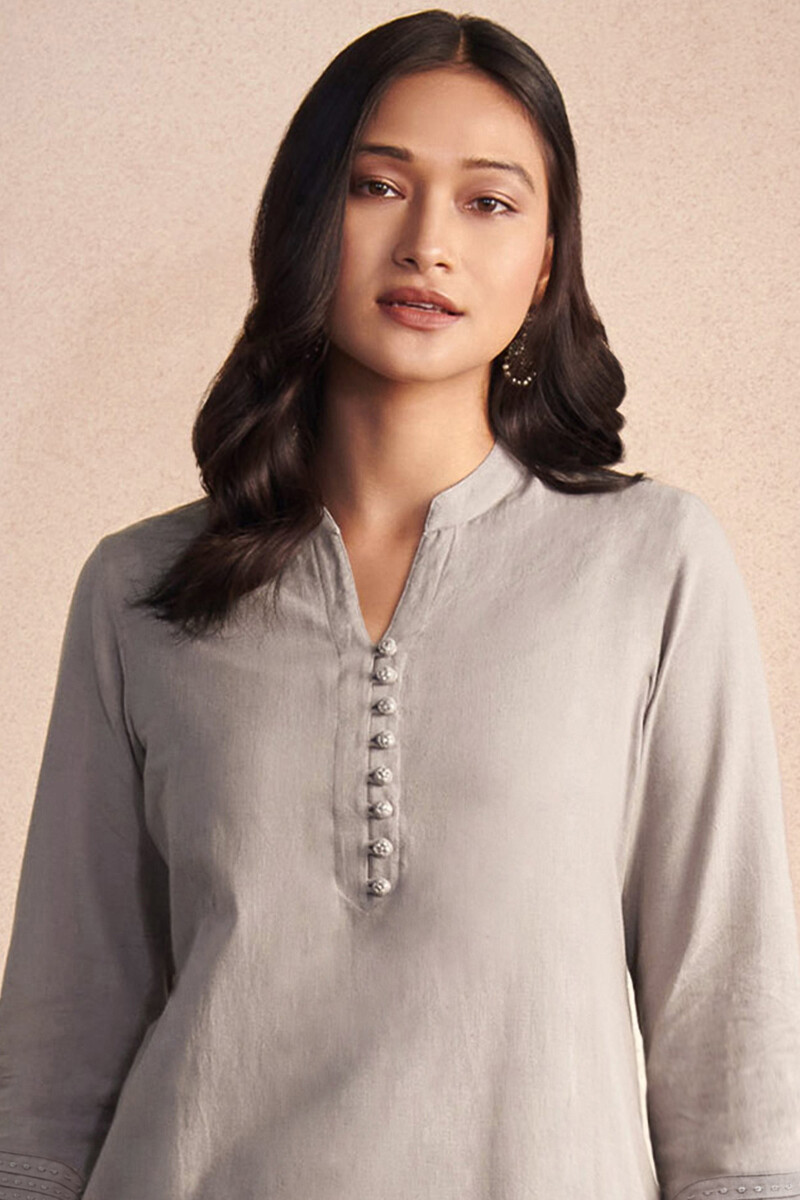 Beige Handcrafted Straight Handloom Kurta