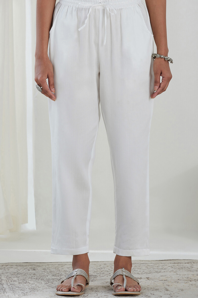 White Handcrafted Handloom Pants