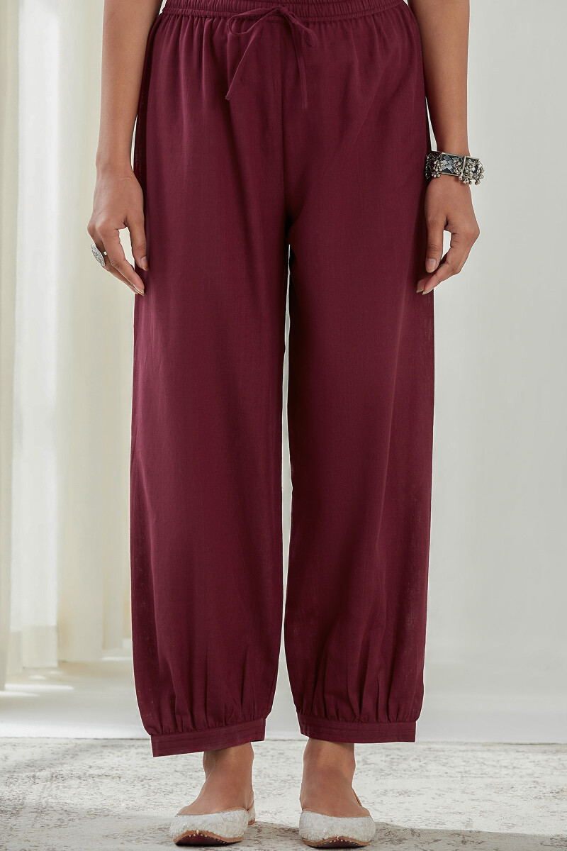 Maroon Handcrafted Handloom Izhaar Pants