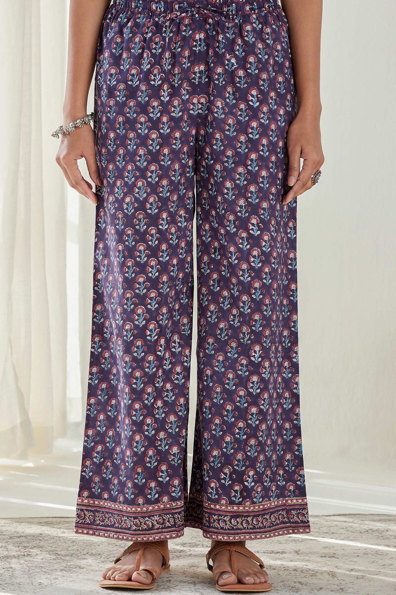 Purple Hand Block Printed Cotton Farsi