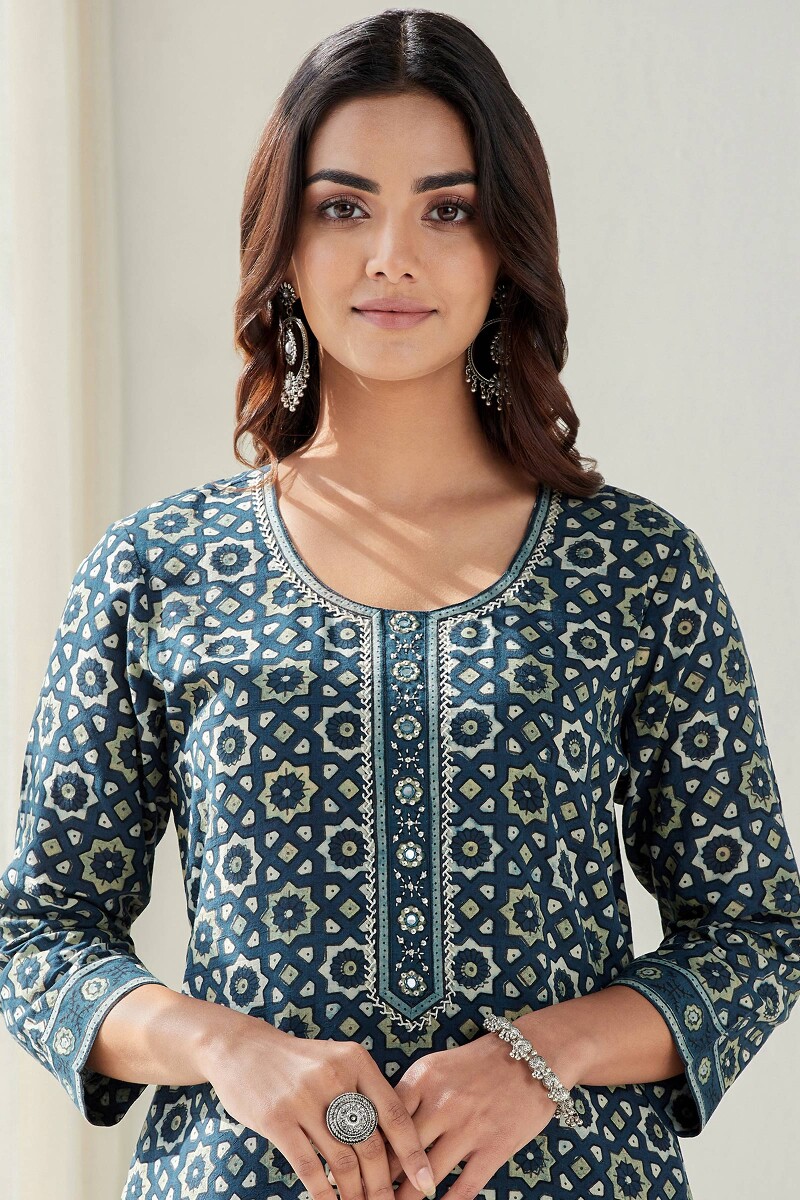 Ajrak Hand Block Printed Straight Cotton Kurta