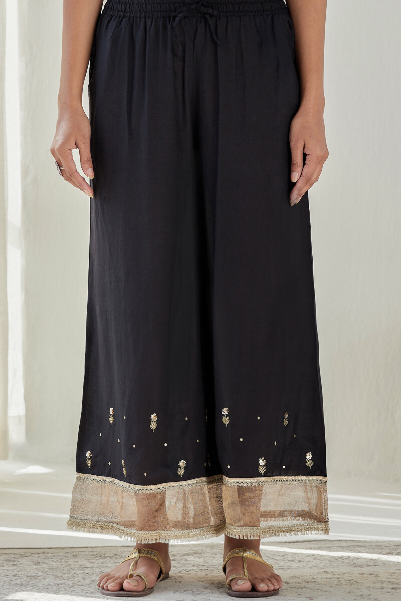 Black Handcrafted Modal Palazzos
