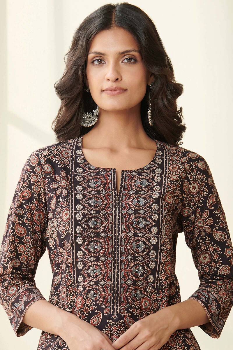 Ajrak Hand Block Printed Straight Cotton Kurta