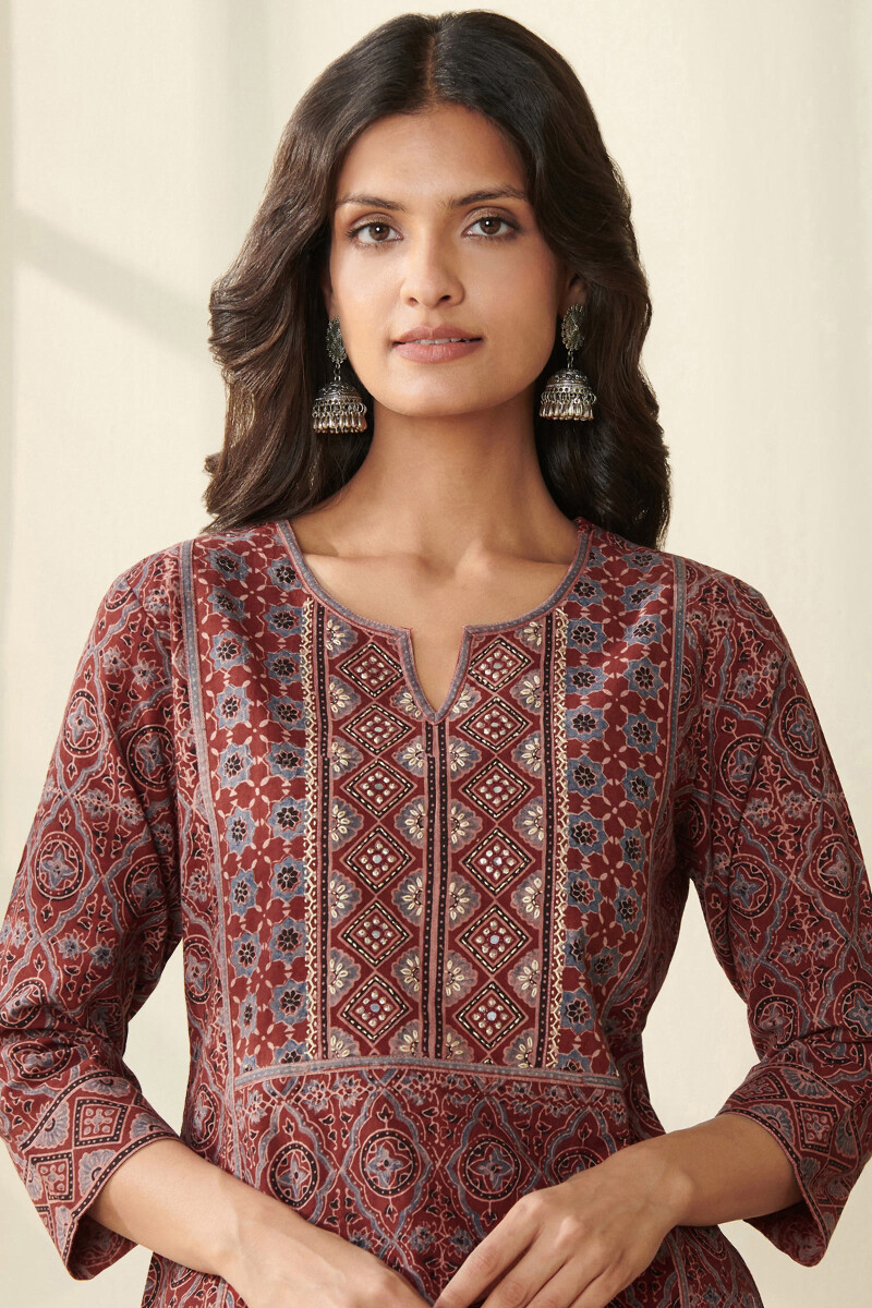 Ajrak Hand Block Printed Straight Cotton Kurta