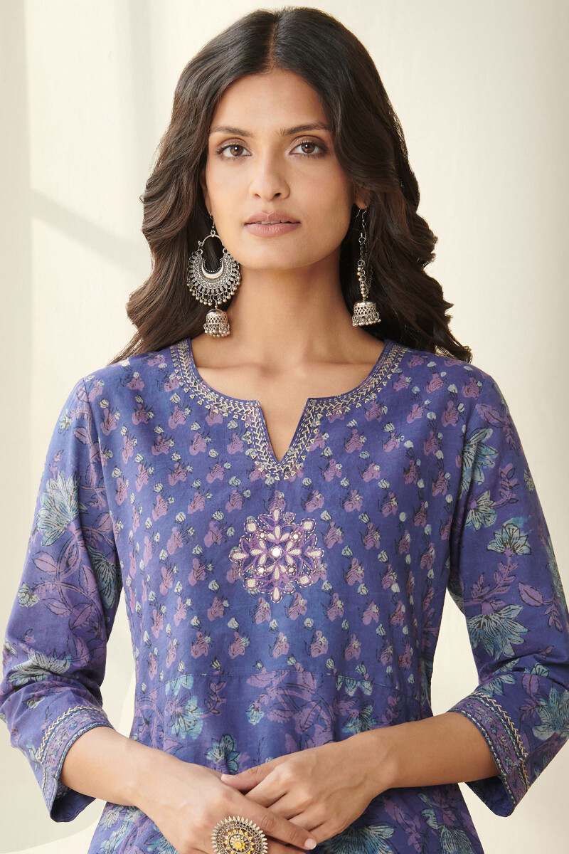 Akola Hand Block Printed Straight Cotton Kurta