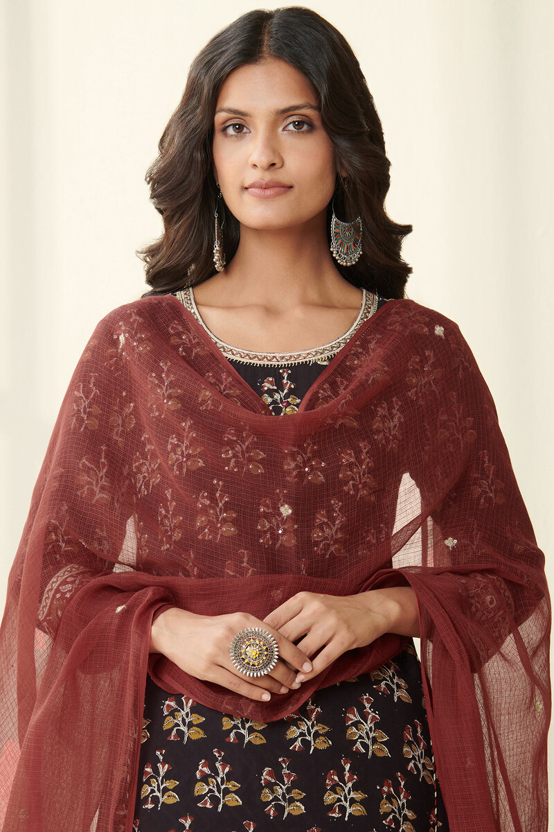 Red Handcrafted Kota Dupatta