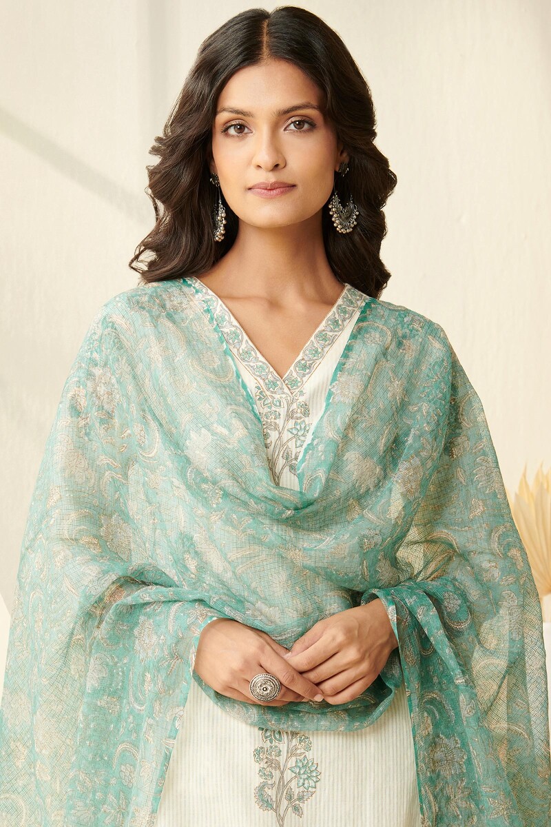 Blue Hand Block Printed Kota Dupatta