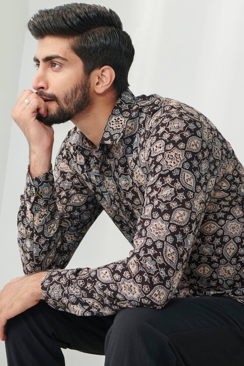 Ajrak Hand Block Printed Cotton Shirt
