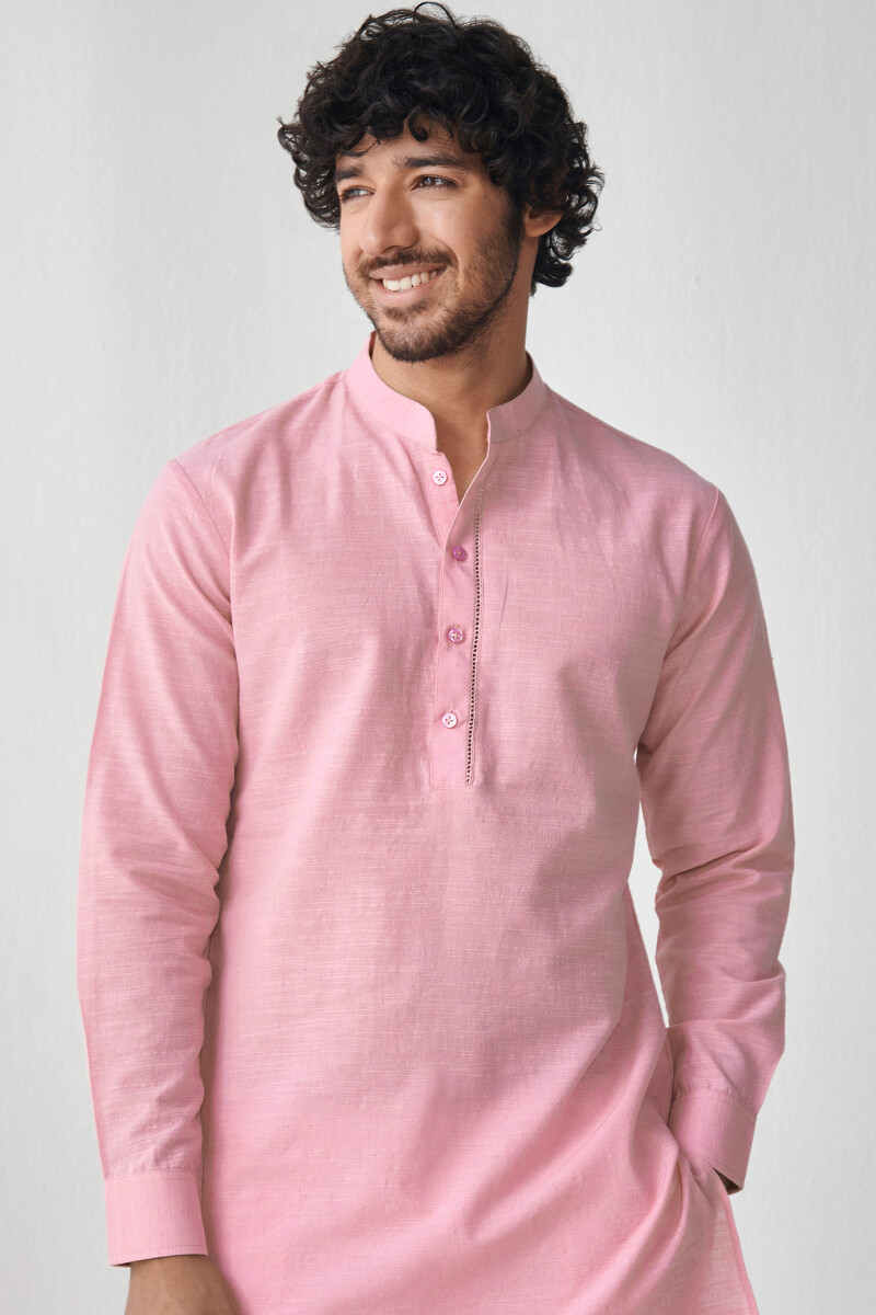 Pink Handcrafted Cotton Kurta