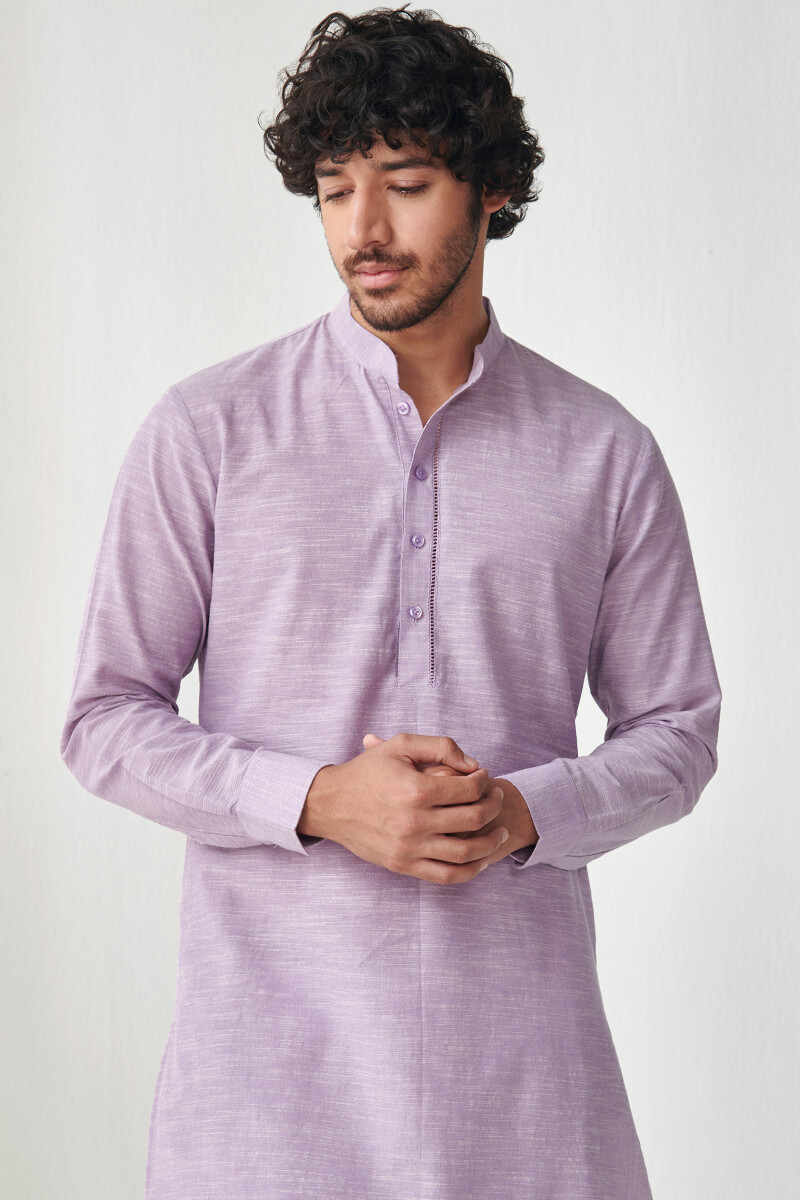 Lilac Handcrafted Cotton Kurta