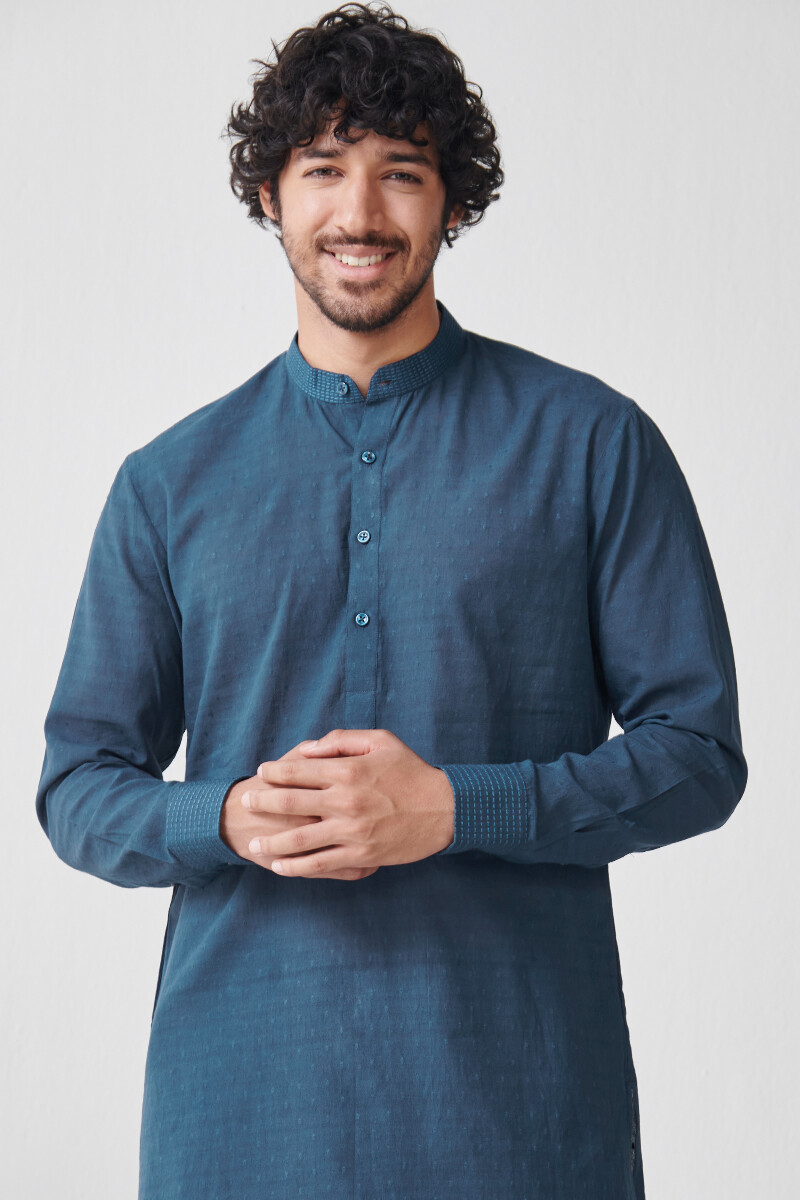 Blue Handcrafted Cotton Kurta