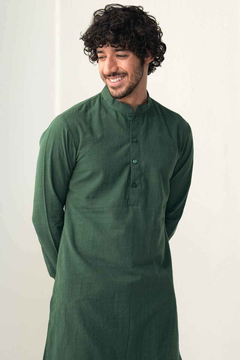 Green Handcrafted Cotton Kurta