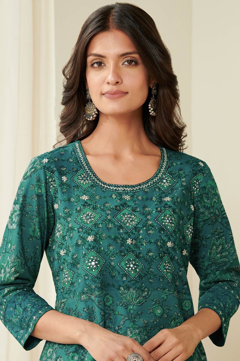 Akola Hand Block Printed Straight Cotton Kurta