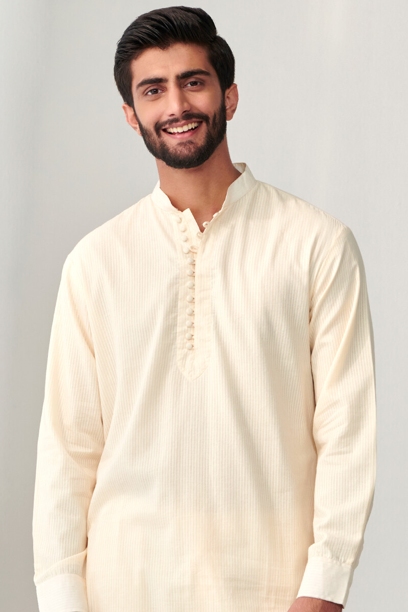 Off-White Handcrafted Line Dobby Cotton Kurta