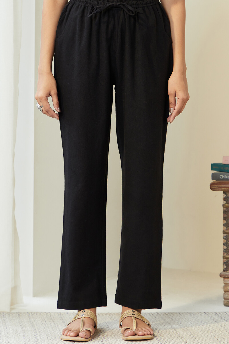 Black Handcrafted Cotton Pants