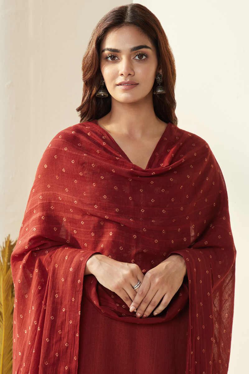 Ajrak Hand Block Printed Cotton Dobby Dupatta
