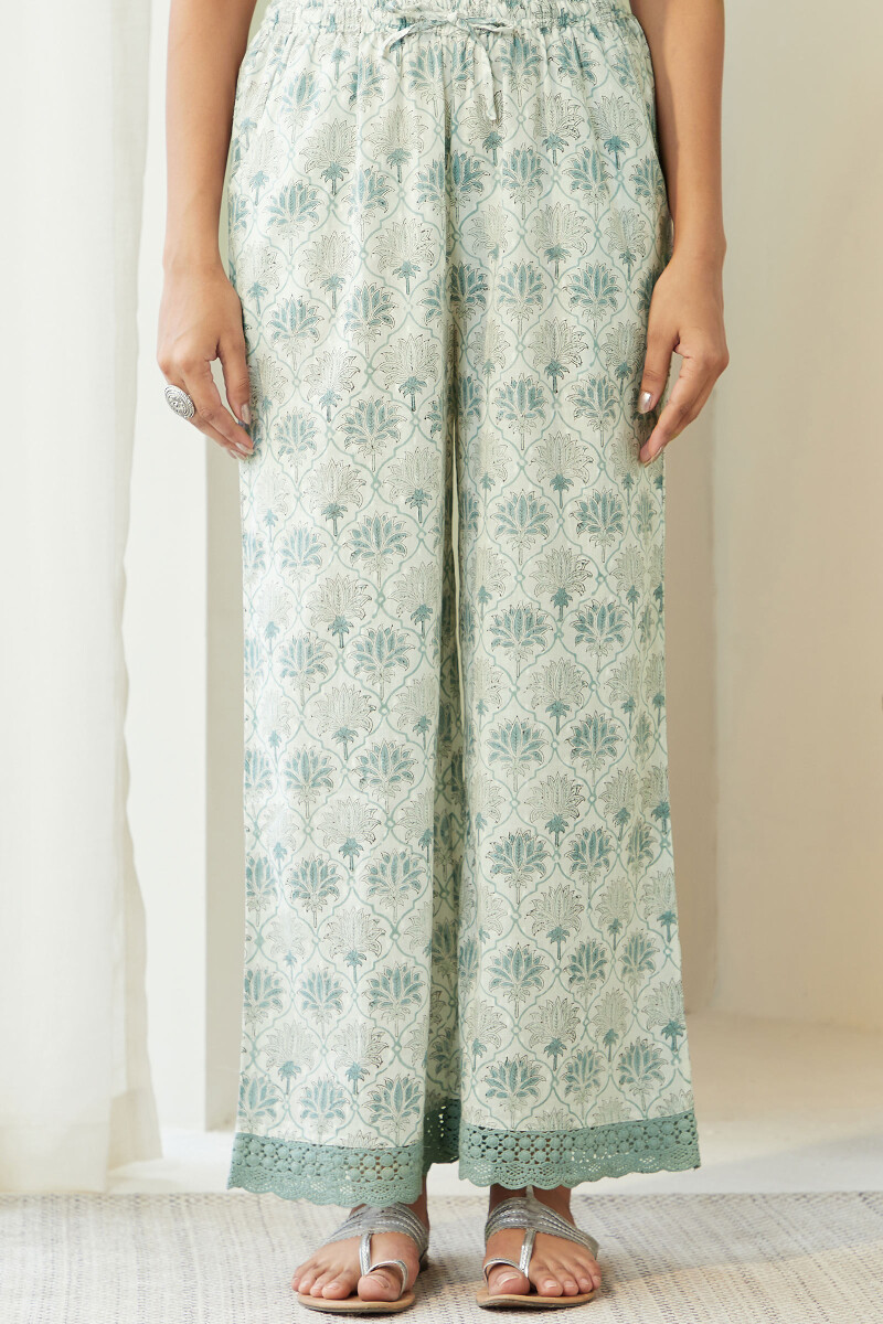 White Hand Block-Printed Cotton Farsi