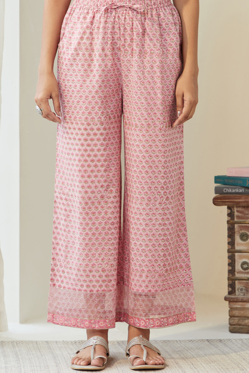 Pink Hand Block-Printed Cotton Farsi