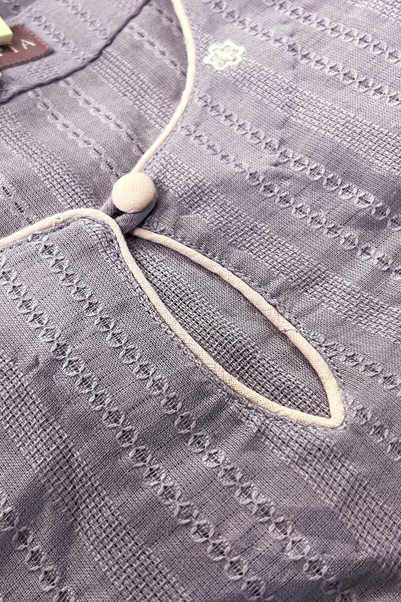Purple Handcrafted Straight Cotton Dobby Kurta