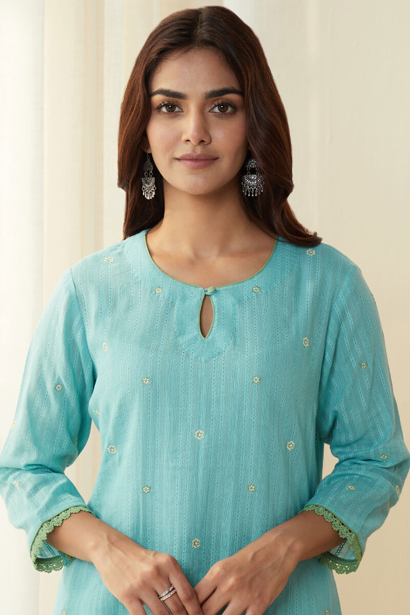 Purple Handcrafted Straight Cotton Dobby Kurta