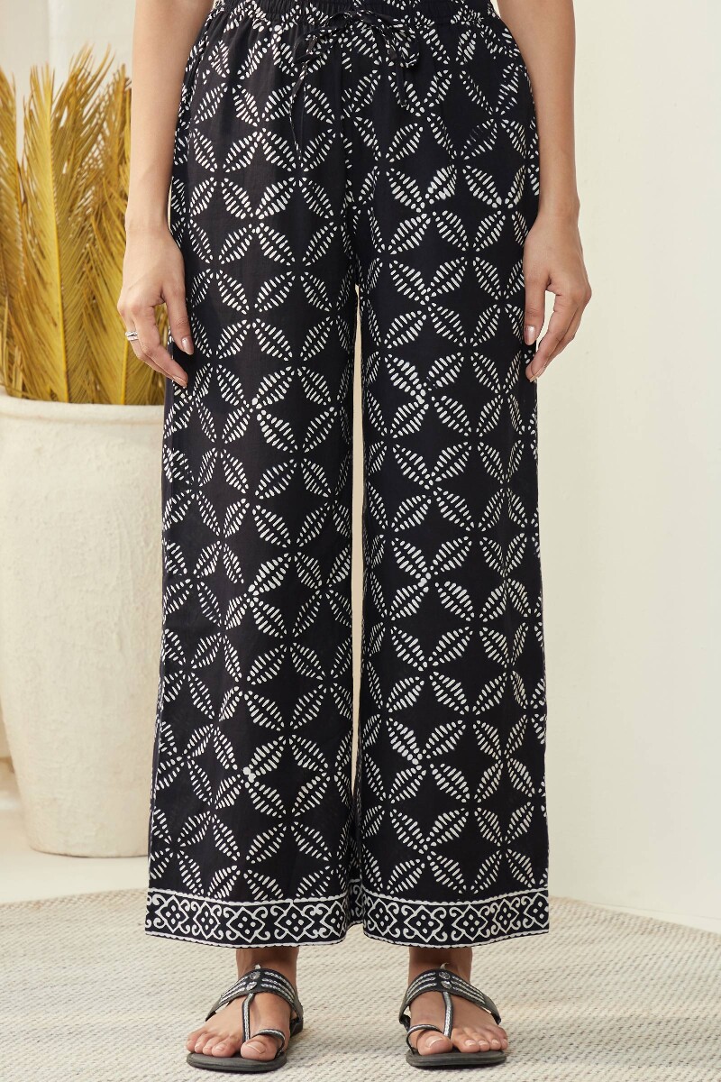 Black Hand Block-Printed Cotton Farsi