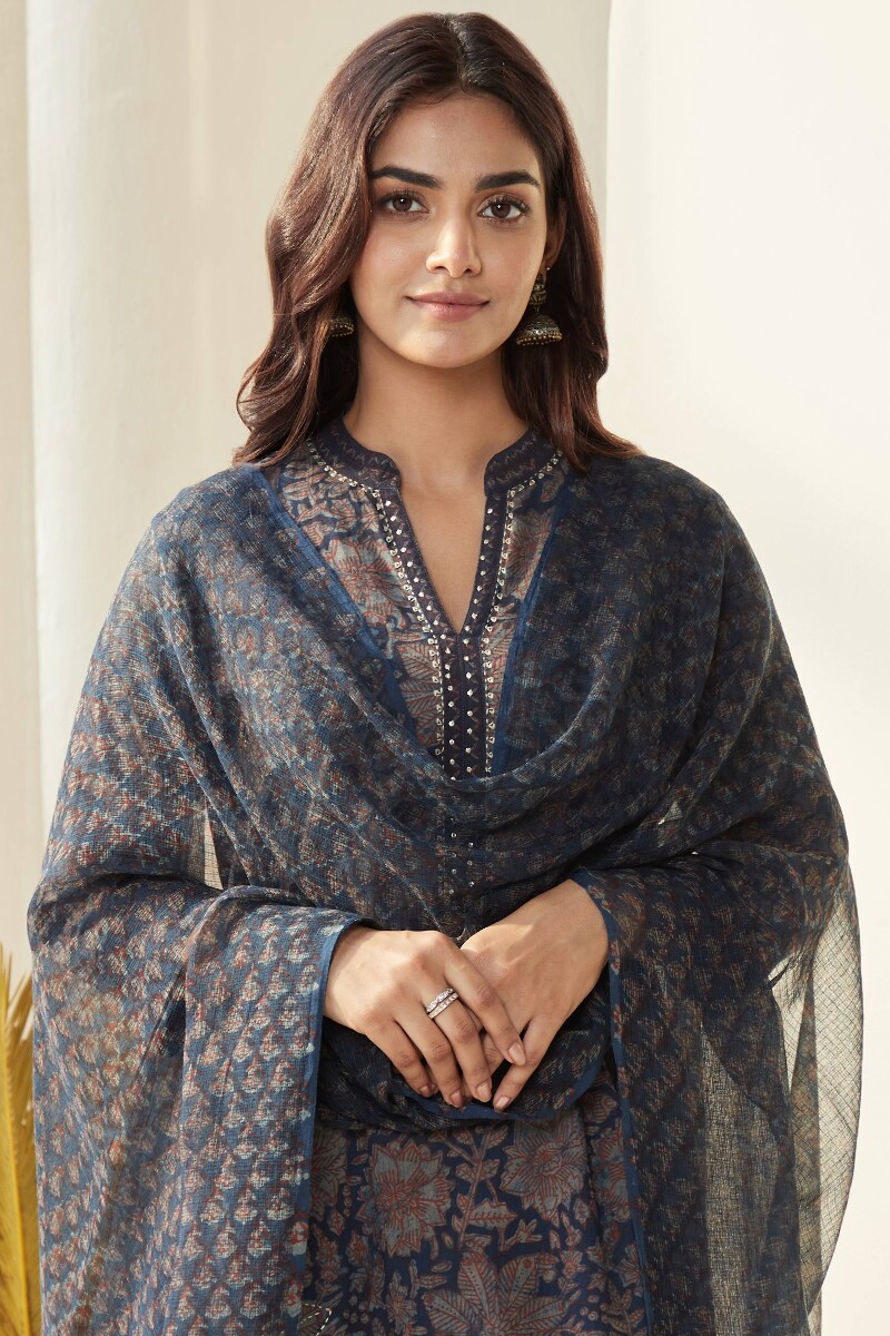 Akola Hand Block-Printed Kota Dupatta