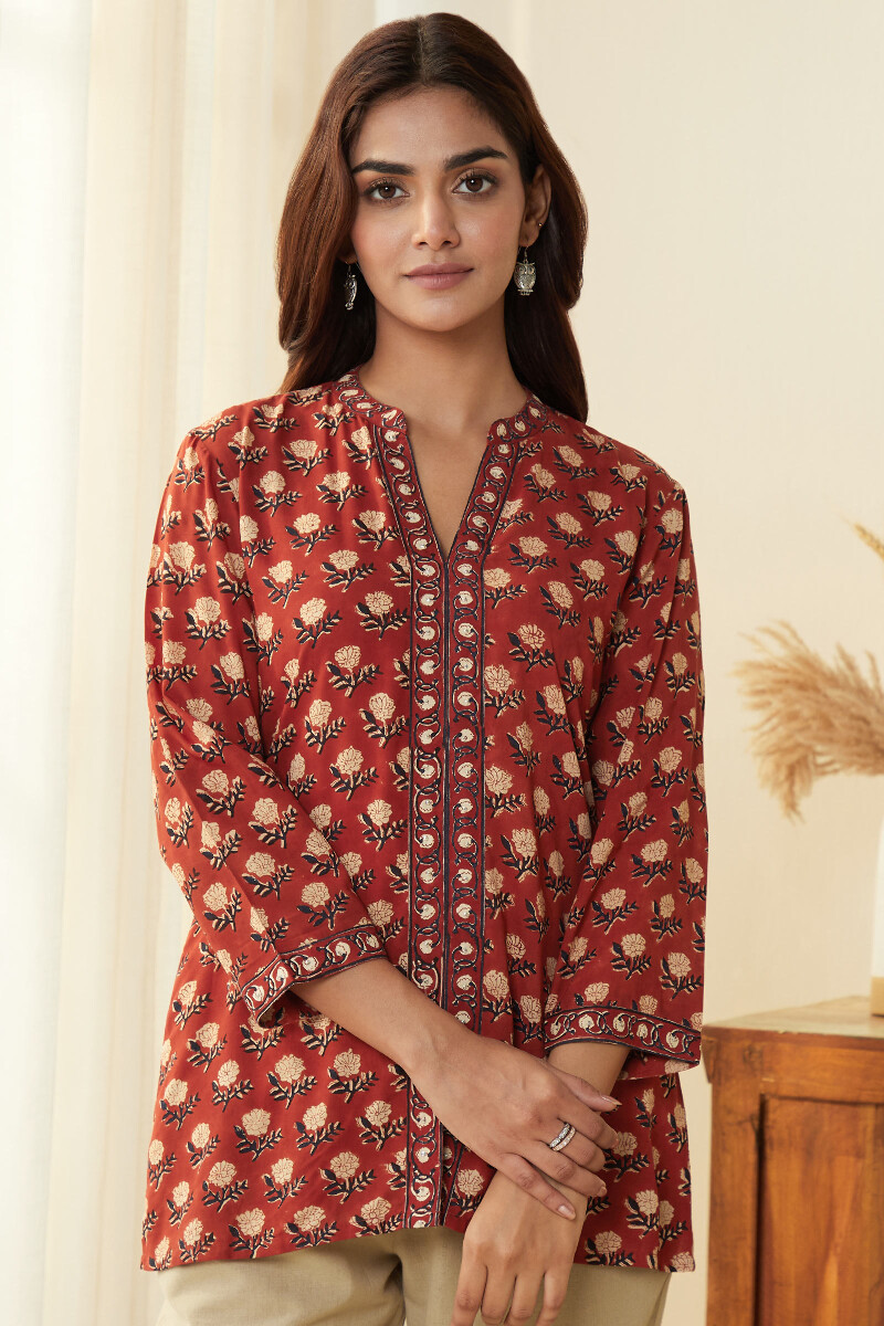 Bagru Hand Block-Printed Viscose Top