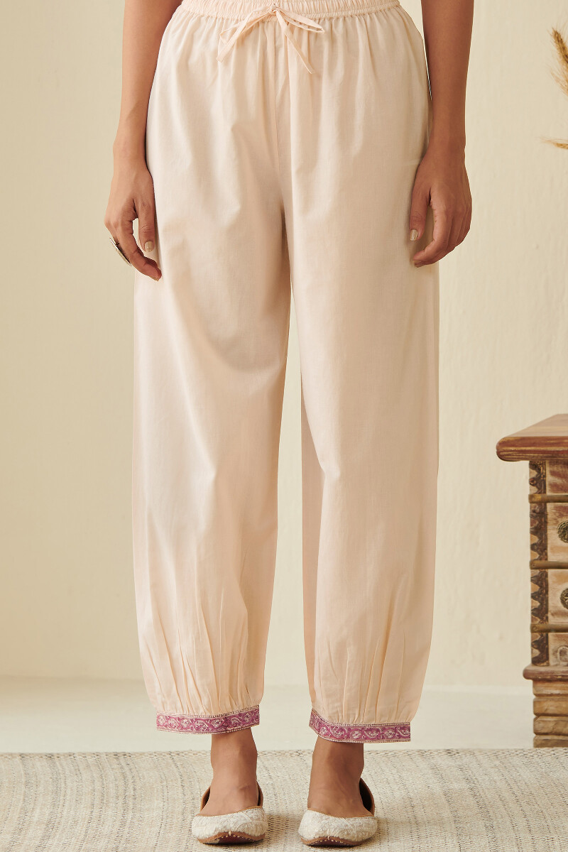 Off-White Block Printed Cotton Izhaar Pants