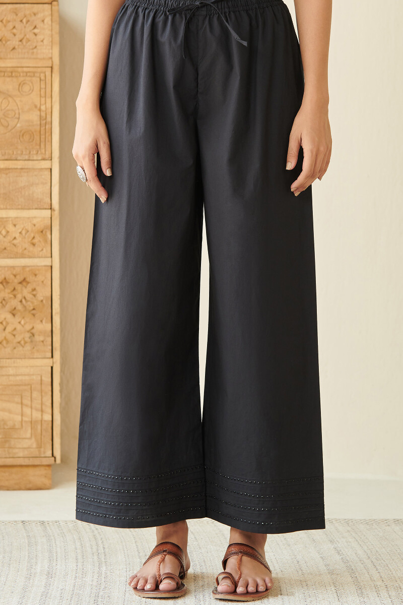 Black Handcrafted Cotton Farsi Pants